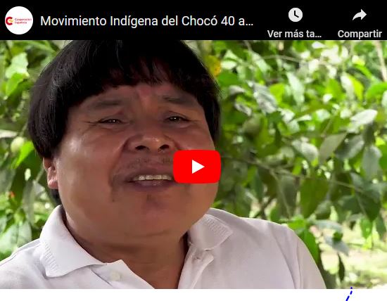 Captura de vídeo de Youtube sobre el movimiento indígena del Chocó 